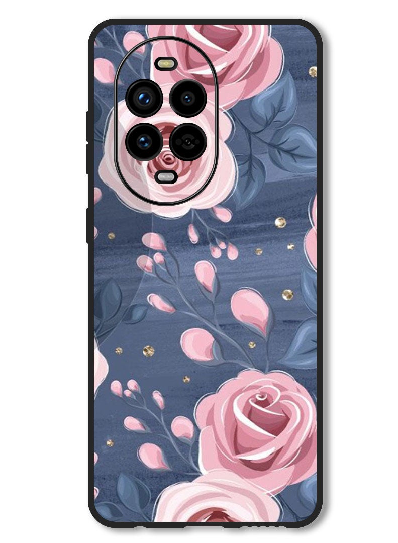 Theodor Case Compatible with Huawei Nova 13 Pro Protection Shockproof Bumper Cover Roses & Leaves Pattern - Image 1