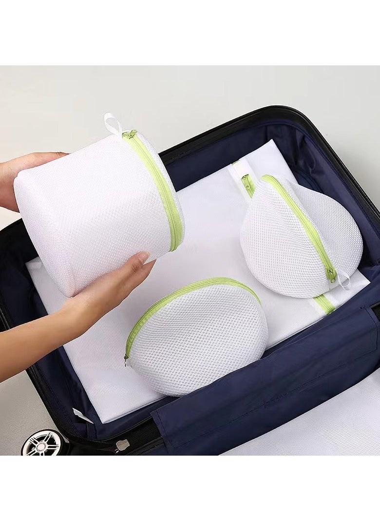 6-Piece Mesh Zipper Laundry Bag Set (White/Green)