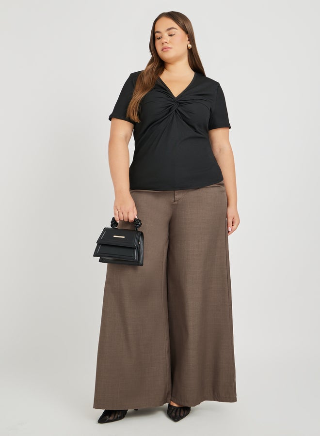 Styli Plus Size High Rise Wide Leg Trousers - Image 1