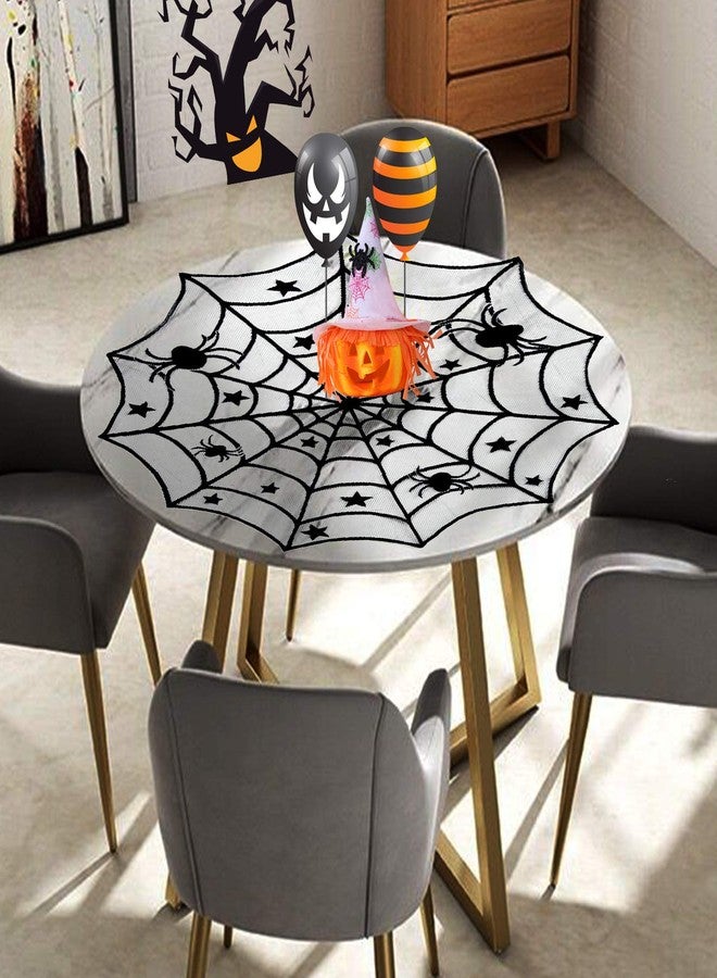 Tayfremn 3pack Halloween Decorations Set Halloween Tablecloth Black Lace Round Spider Cobweb Table Cover Fireplace Mantel Scarf Spiderweb Fireplace Scarf for Party - Image 5