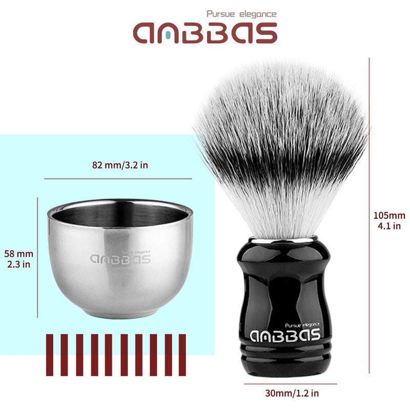Anbbas 5IN1 Anbbas Shaving Brush Set,Synthetic Badger Brush and Stainless Steel Soap Bowl,ABS Wall Mounted Shaving Holders for Brush and Bowl,3.5OZ Shaving Soap Refill - Image 3