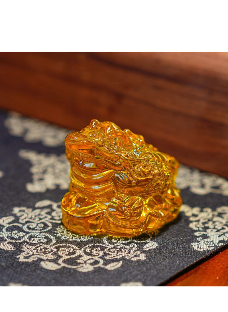 SOLARAE 2.4inch Crystal Glass Golden Toad Figurine,Bring Wealth and Prosperity for Feng Shui, Home, and Office Decor,Lucky Gift - Image 4