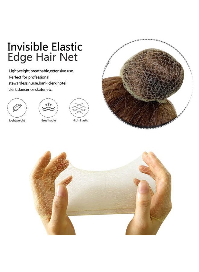 Polly Online 20 Pcs Hair Nets for Women Bun,Invisible Hair Nets Elastic Edge Mesh (Blonde)  - Image 3
