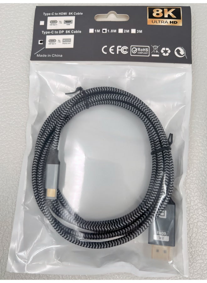 Type-c To Dp Conversion Line 8K60Hz Computer Mobile Phone Screen HD Video Conversion Line Type-c To Dp Factory-Color:Type-c To DP Line (8k60hz) - Image 1