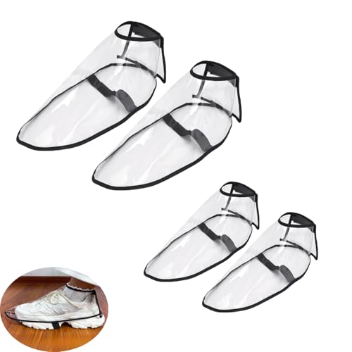 ArrErr 2 Pair Barber Shoe Covers Protector Clear Reusable Hair Dye Shoes Cap Protective Case Cover for Men Women Barbershop Hair Cutting Coloring Hairdressing Salon Haircut Stylist Colorist - Image 1