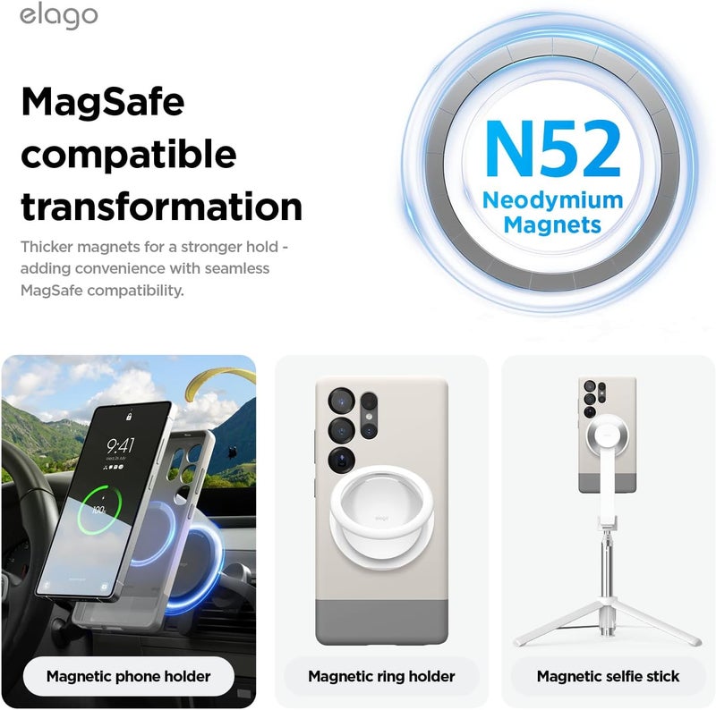 Elago Glide Magnetic Samsung Galaxy S25 Ultra Case Cover Magsafe Compatible Slim Shockproof Full Body Protection Stone Medium Gray - Image 3