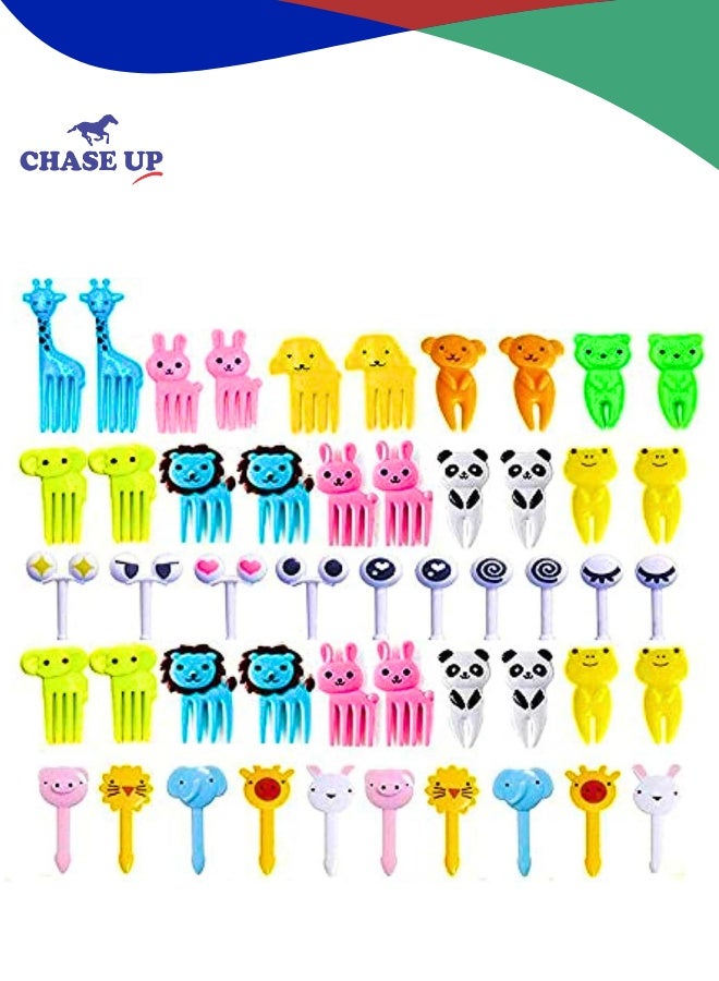 Chase Up 50 Pcs Food Fruit Fork Picks for Kids Cute Animals Bento Box Decor ForksCake Little Forks Dessert Forks Mini Cartoon Toothpick for Cake Dessert Pastry Party Supply - Image 1