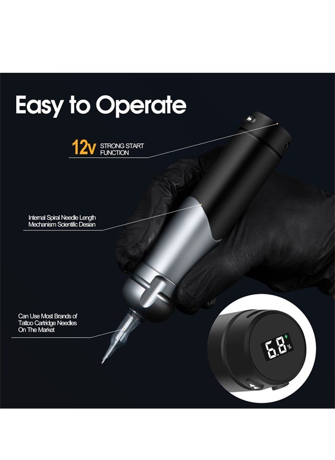 Generic - 1-Set Tattoo Kits,LED Screen Tattoo Pen Set Included Tattoo Needles/Bandage/Gloves/Tattoo Inks - Image 1