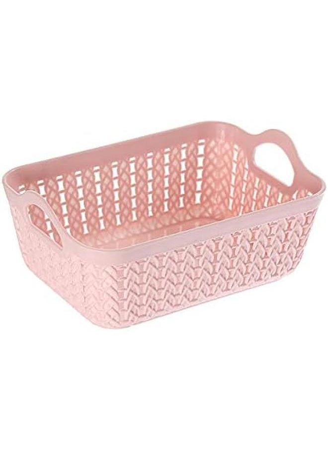 Yonovo Plastic Storage Basket 4 Piece Pink Home And Kitchen Storage And Organization Bins Containers Shelf Baskets Pantry Storage Bathroom Storage  - Image 3