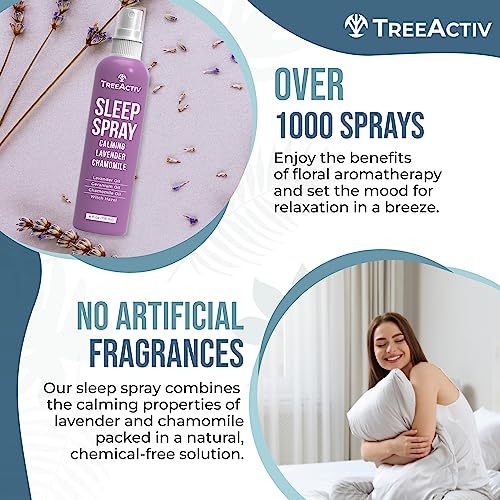 TreeActiv Sleep Spray, Calming Lavender Chamomile, Soothing Witch Hazel & Lavender Pillow Spray Air Freshener for Room, Bed, Fabric, Pillows & Linen Mist for Sleeping & Relaxation, 1000+ Sprays - Image 4