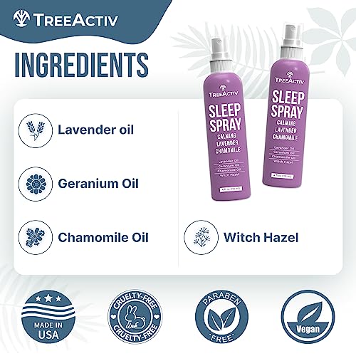 TreeActiv Sleep Spray, Calming Lavender Chamomile, Soothing Witch Hazel & Lavender Pillow Spray Air Freshener for Room, Bed, Fabric, Pillows & Linen Mist for Sleeping & Relaxation, 1000+ Sprays - Image 5
