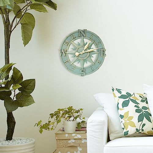Whitehall Products Compass Rose Clock, Bronze Verdi - Image 3