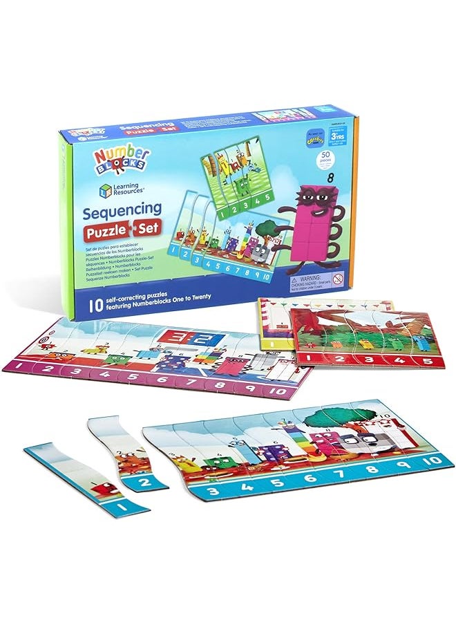 ليرننج ريسورسز - Numberblocks التسلسل لغز مجموعة Numberblocks اللغز الرياضيات اللغز 10 الألغاز التعليمية مزدوجة الوجهين في صندوق 20 الألغاز الأعمار 3 زائد - Image 1