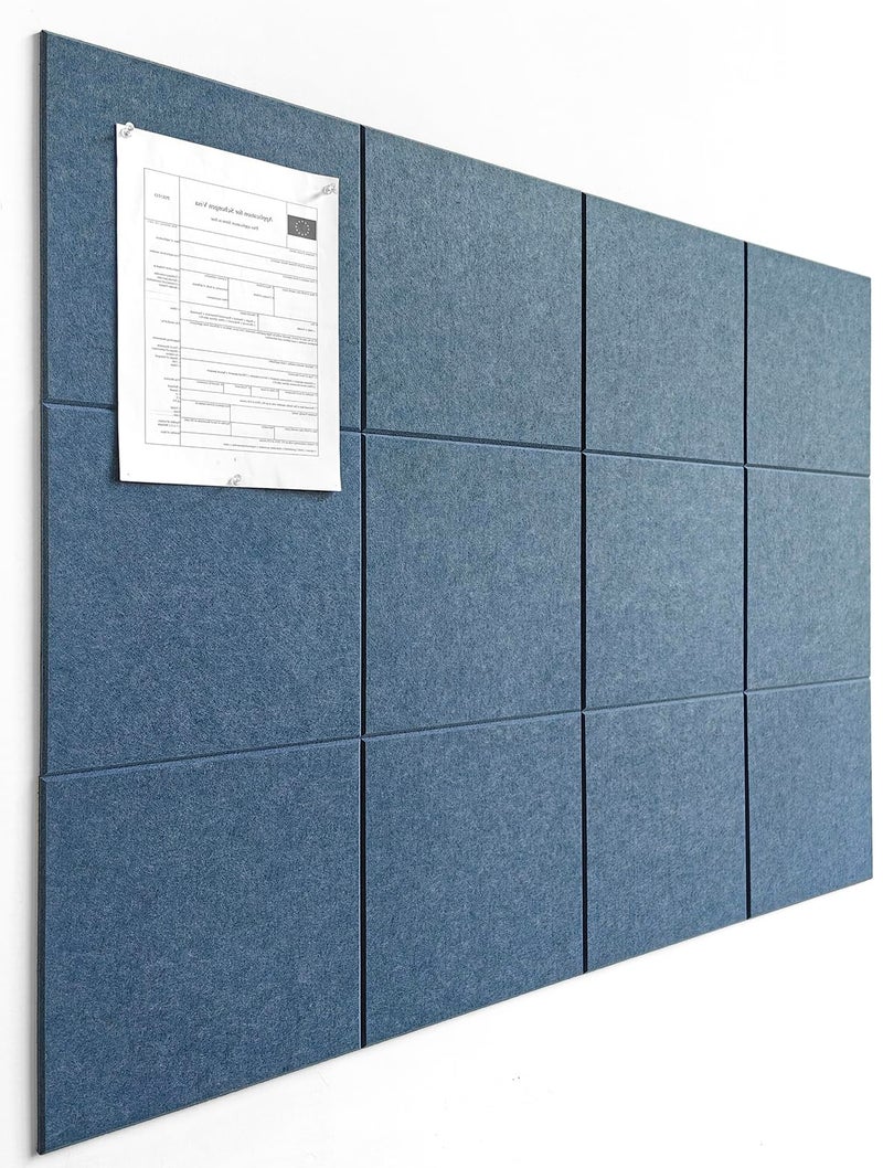 DECORITA Large Cork Board Alternative - 47"x35" 12 Pack Felt Wall Tiles with Safe Removable Adhesive Tabs, Cork Boards for Walls Pin Board Tack Board Cork Board 48 x 36 for Home Office - Ocean Blue - Image 1