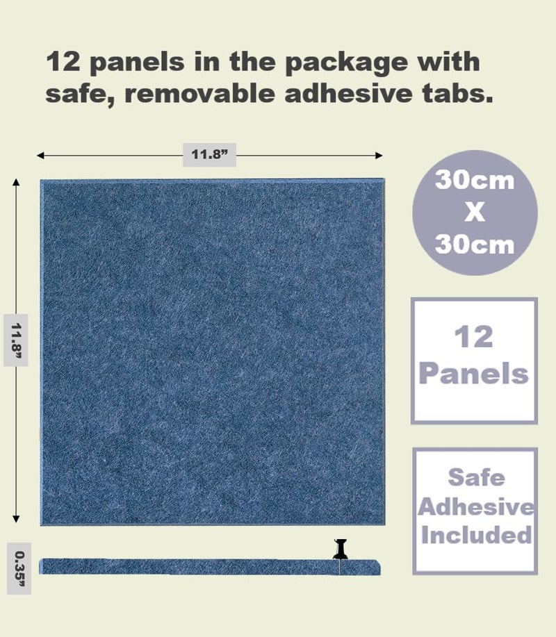 DECORITA Large Cork Board Alternative - 47"x35" 12 Pack Felt Wall Tiles with Safe Removable Adhesive Tabs, Cork Boards for Walls Pin Board Tack Board Cork Board 48 x 36 for Home Office - Ocean Blue - Image 2