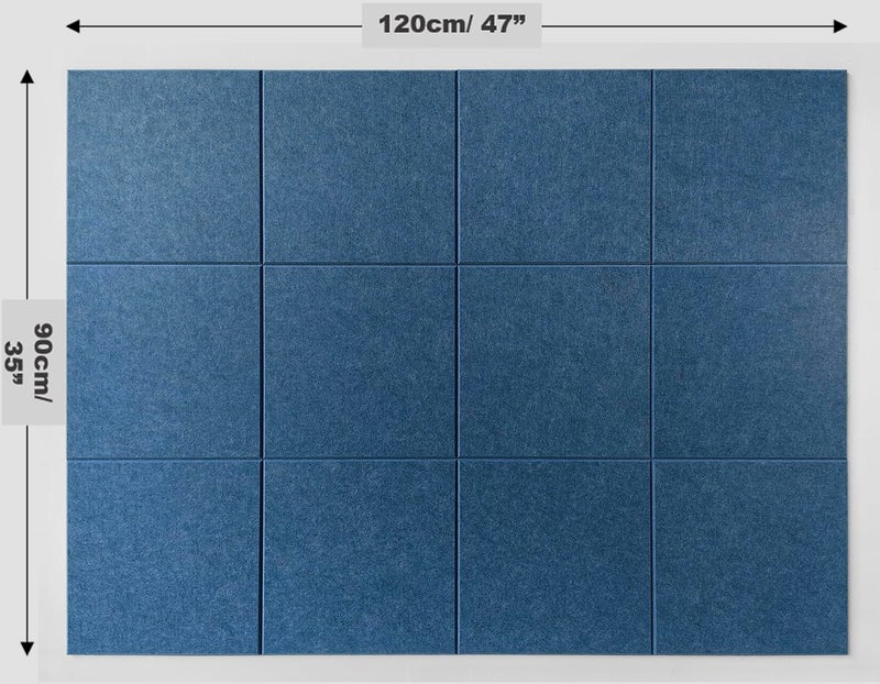 DECORITA Large Cork Board Alternative - 47"x35" 12 Pack Felt Wall Tiles with Safe Removable Adhesive Tabs, Cork Boards for Walls Pin Board Tack Board Cork Board 48 x 36 for Home Office - Ocean Blue - Image 3