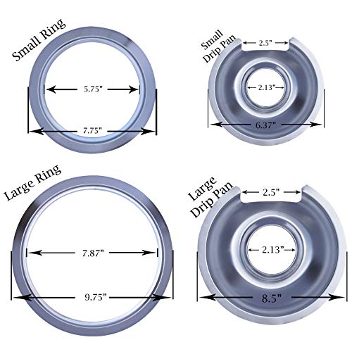 Range Kleen - Chrome Style D contains (3) 6" pan/ring & (1) 8" pan/ring for GE, Hotpoint, & Kenmore prior to 1995 - Image 2