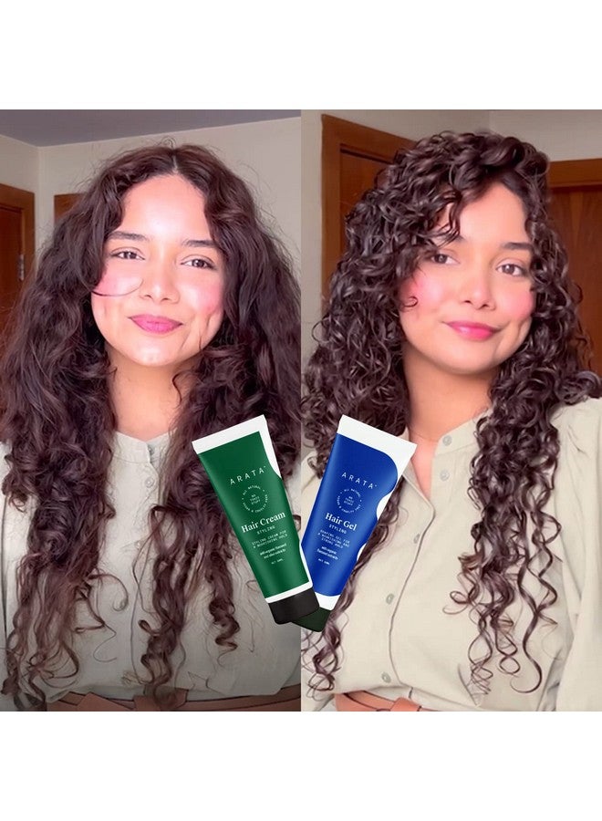 Arata Styling Combo of 2 - Hair Cream (50 ML) & Styling Hair Gel (50 ML) | For Glossy & Matte Looks | Soft & Strong Hold | Defined, Frizz-Free Hair | Adds Texture & Boosts Moisture | For All Hair Types - Image 2