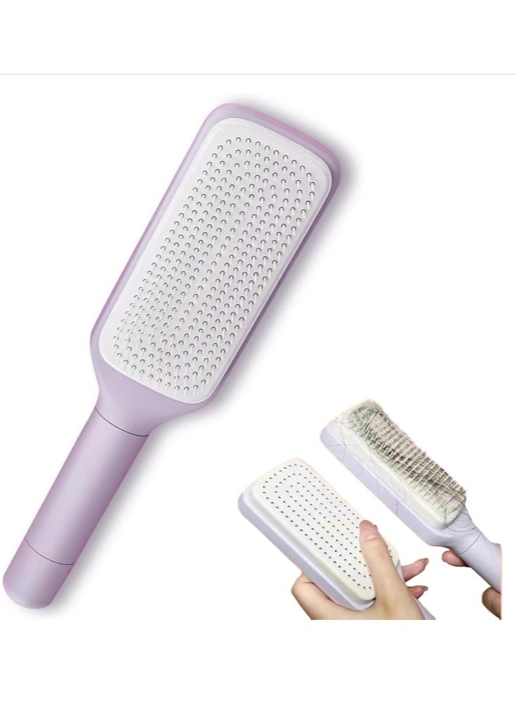 "فرشاة فك تشابك الشعر ذاتية التنظيف للنساء والرجال - فرشة شعر عضوية بدون سحب، فرشاة احترافية لفك تشابك الشعر المبلل والجاف، مثالية للشعر المجعد والمفرود، فرشاه دوارة بعمود قابل للدوران لفك العقد والتشابكات لجميع أنواع الشعر بما في ذلك وصلات الشعر-مشط شعر بيدور - فرشه للاستخدام الجاف والرطب ( اللوان متعددة ) " - Image 1