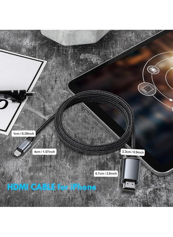 erorex - Lightning to HDMI Adapter • HDMI Cable for iPhone to TV • Compatible with iPhone14, 13, 12, 11 & YouTube to TV Output • with 1080P HD Display • Sync Video and Sound • Just Plug and Play • 6.6FT, Grey - Image 1