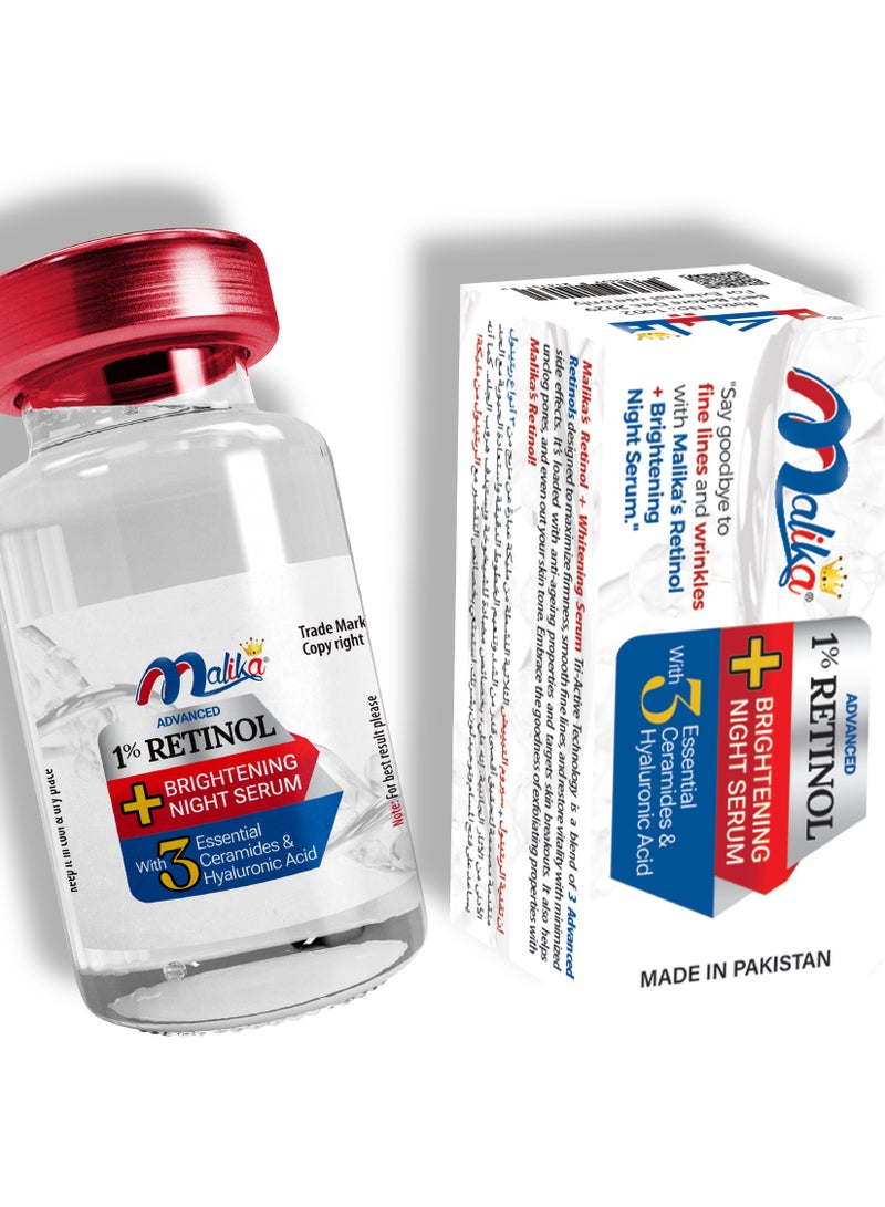 Malika 1% Retinol+Whitening Night Serum 3ml - Image 1
