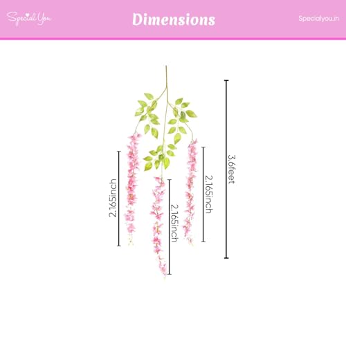 SpecialYou.in SpecialYou® Ganpati Decoration Setup for Home, Ganpati Decoration Backdrop with White Net Curtains, Pink & White Wisteria Hanging Decorations Items, Ganesh Chaturthi Decorations Setup - 18 Pcs - Image 4