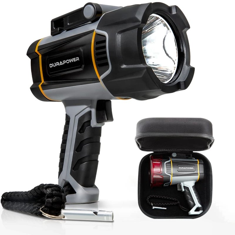 Durapower Boat Spotlight Flashlight 3000LM IP67 Waterproof Super Bright Rechargeable Spotlight Long Lasting Flashlight1148ft Range Portable Handheld Spot Light Outdoor for Marine Boat Hunting