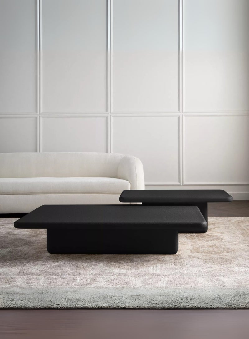Karnak Blossom 2-Piece Modern Rectangular Coffee Table Set – Minimalist Black Nesting Center Tables for Living Room Furniture UAE - Image 1
