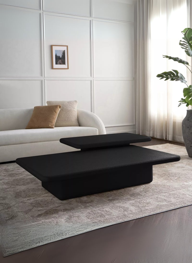 Karnak Blossom 2-Piece Modern Rectangular Coffee Table Set – Minimalist Black Nesting Center Tables for Living Room Furniture UAE - Image 2