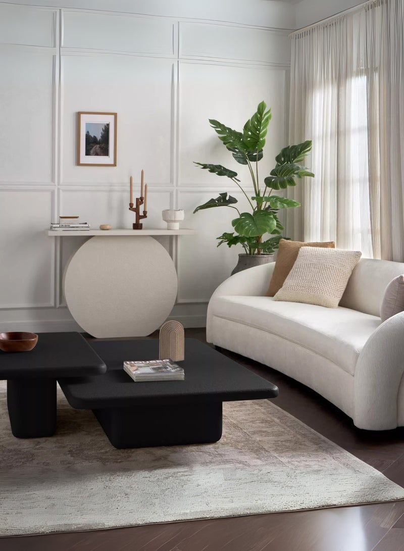 Karnak Blossom 2-Piece Modern Rectangular Coffee Table Set – Minimalist Black Nesting Center Tables for Living Room Furniture UAE - Image 5