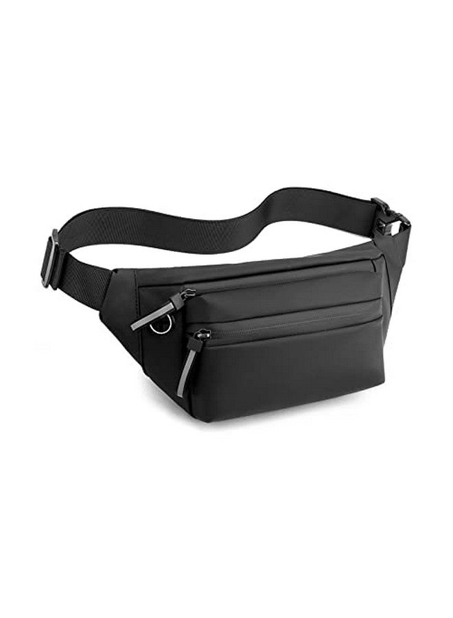 Vakra Waist Pack Travel Handy Hiking Zip Pouch Document Money Phone Belt Sport Bag for Men and Women and Adult Leather (Black) - Image 1