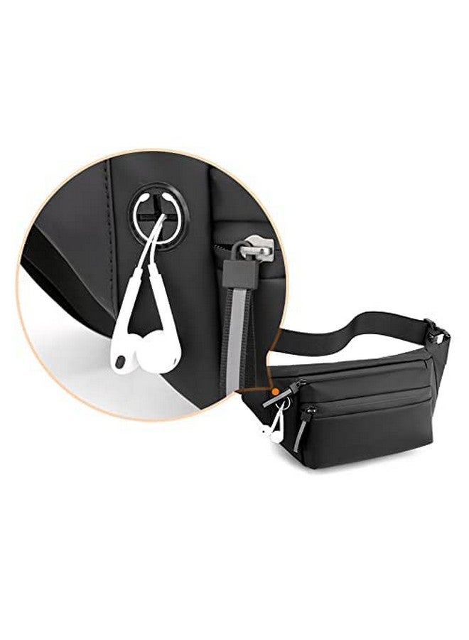 Vakra Waist Pack Travel Handy Hiking Zip Pouch Document Money Phone Belt Sport Bag for Men and Women and Adult Leather (Black) - Image 2