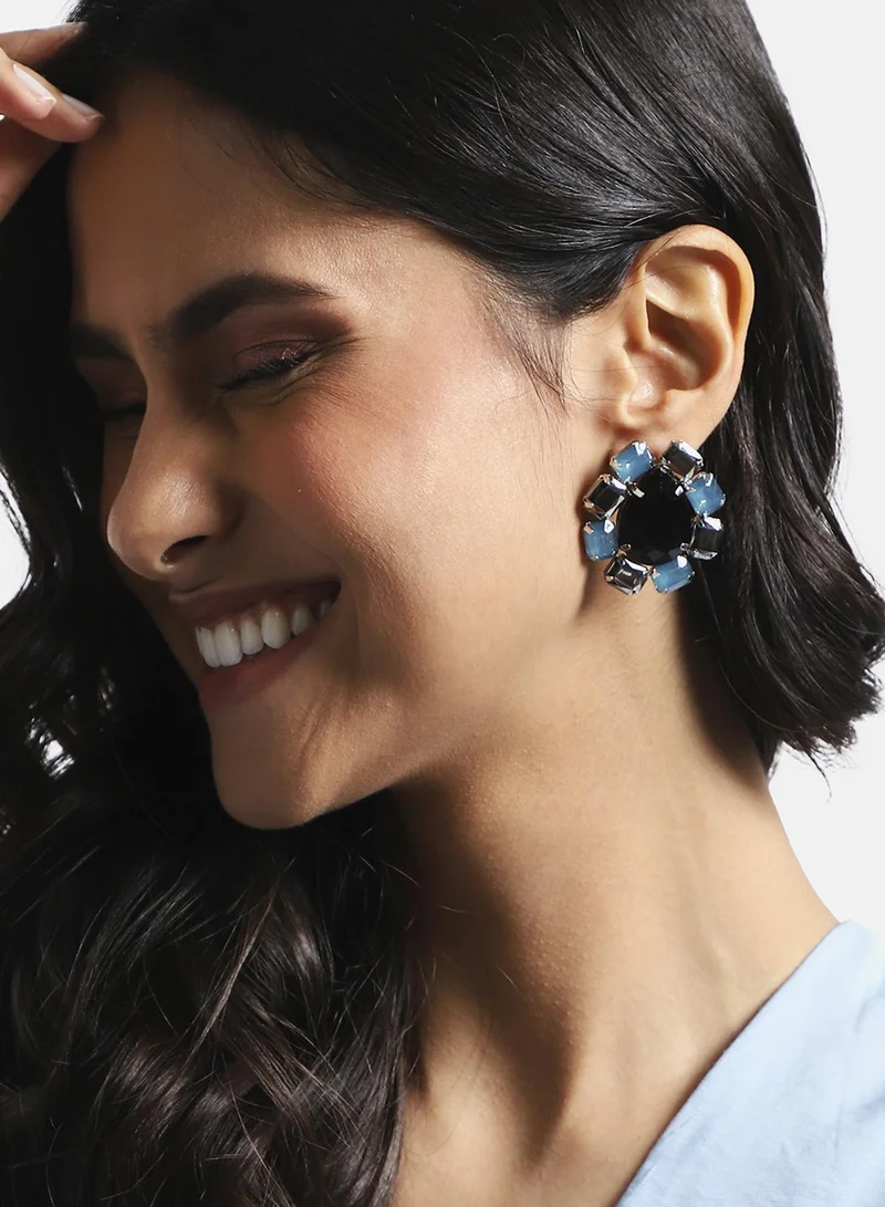 سوهي أقراط الكريستال الكمثرى - الأسود والأزرق