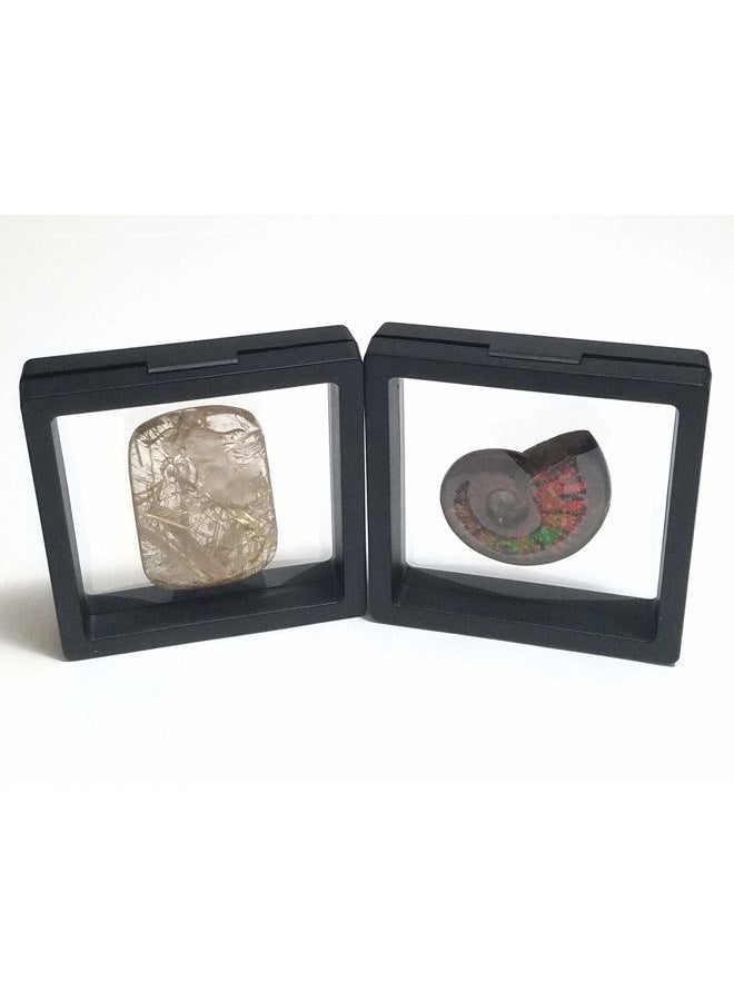 JM Future Black Transparent 3D Floating Frame Display Holder/Box/Frames for Challenge Coins, AA Medallions, Antique, Jewelry,Gift, 3.5 x 3.5 x 0.75 Inches (Set of 2 pcs) - Image 1