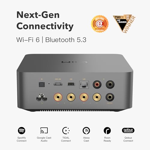 WiiM مضخم الصوت WiiM Ultra مع جهاز التحكم الصوتي 2 | مضخم صوت ستريمنغ بقوة 100 واط مع DAC ESS ES9039Q2M المتميز و مضخمي TI TPA3255 مزدوجين | معادل RoomFit EQ مدمج وشاشة تعمل باللمس | مدخلات HDMI ARC، بصري، RCA | رمادي فضائي - Image 2