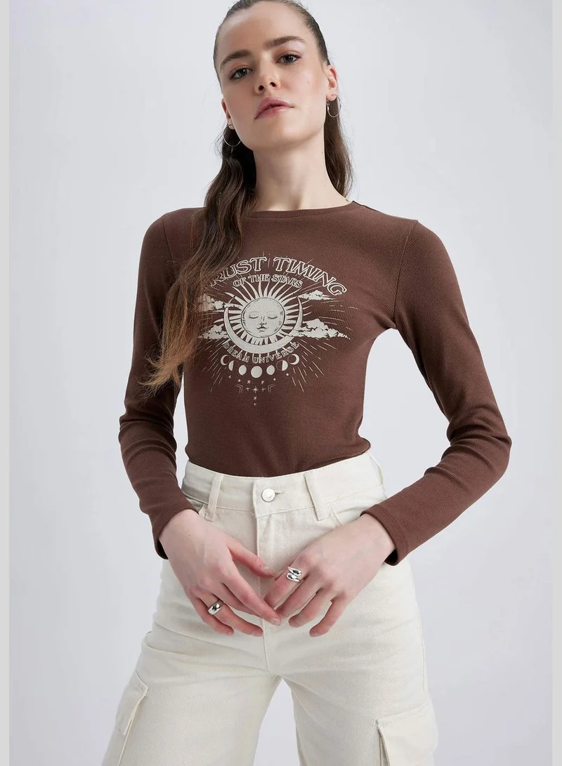 DeFacto Woman Crew Neck Knitted Long Sleeve T-Shirt