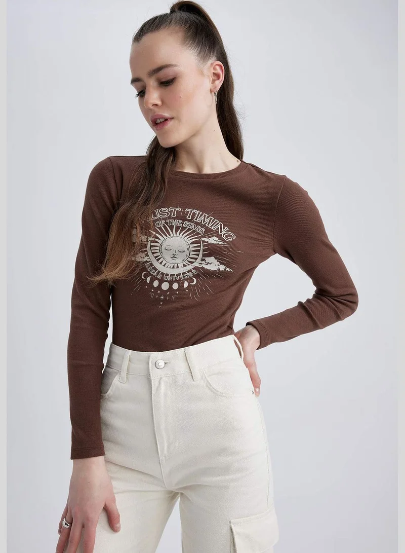 DeFacto Woman Crew Neck Knitted Long Sleeve T-Shirt