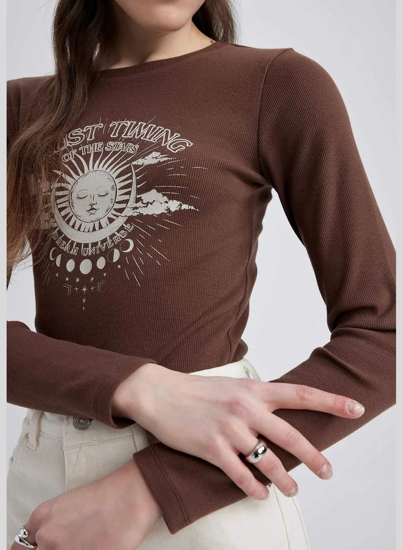 DeFacto Woman Crew Neck Knitted Long Sleeve T-Shirt