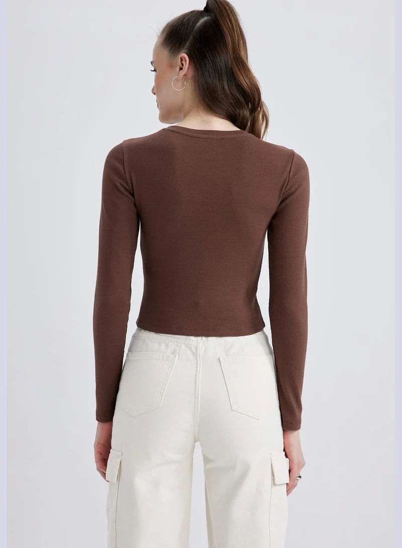 DeFacto Woman Crew Neck Knitted Long Sleeve T-Shirt