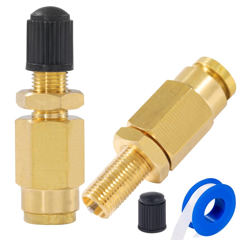 Breezliy 14 Inflation Schrader Valve with Push to Connect for 14 OD Air Line Tubing and Air Spring Suspension for Semi Truck Trailer Tractor 2PCS 14 Inflation Schrader Valve - Image 2