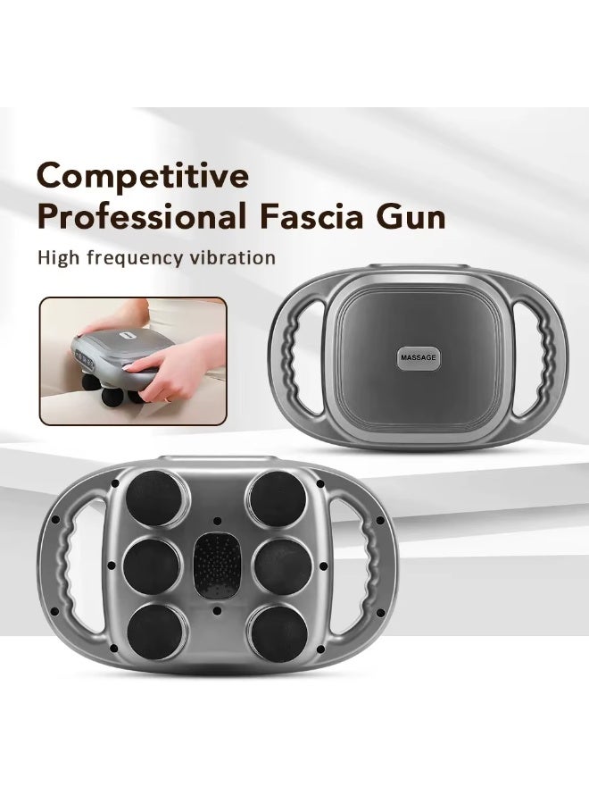 جهاز مساج بستة رؤوس مع حرارة بالأشعة الحمراء لتفتيت الشد العضلي – موديل FZ‑60، بطارية 2000mAh، 9 سرعات - Image 1