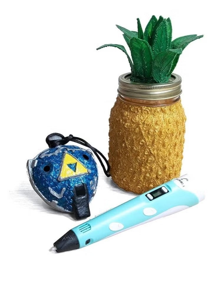 Ashbellazza 3D Printing Pen with Display | Includes Starter Colors of PLA Filament, Stencil Book, Project Guide & Charger  - Image 1