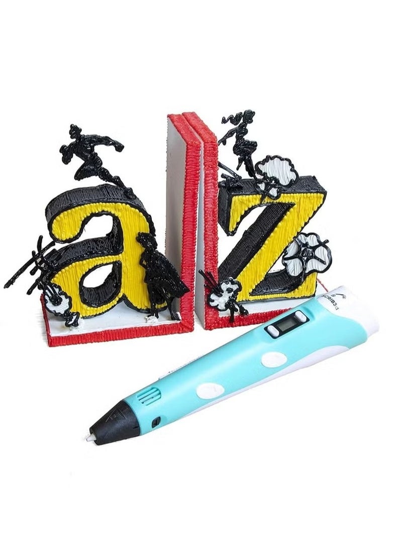 Ashbellazza 3D Printing Pen with Display | Includes Starter Colors of PLA Filament, Stencil Book, Project Guide & Charger  - Image 2