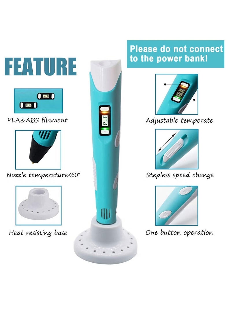 Ashbellazza 3D Printing Pen with Display | Includes Starter Colors of PLA Filament, Stencil Book, Project Guide & Charger  - Image 4