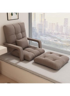 GGEROU Folding Floor Chair,Lazy Sofa,Folding single-back sofa cushion,Multi Angle Adjustment Padded Sleeper Bed,Removable Washable Sofa with Pillow and Cushions(Khaki,64 * 55 * 56cm)  - Image 1