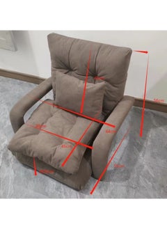 GGEROU Folding Floor Chair,Lazy Sofa,Folding single-back sofa cushion,Multi Angle Adjustment Padded Sleeper Bed,Removable Washable Sofa with Pillow and Cushions(Khaki,64 * 55 * 56cm)  - Image 2