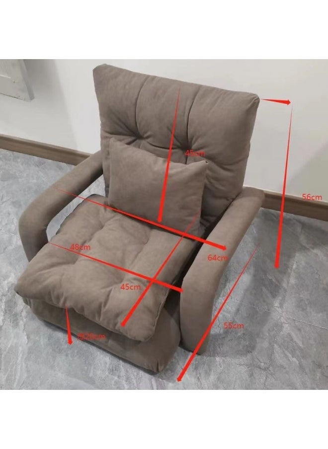 GGEROU - Folding Floor Chair,Lazy Sofa,Folding single-back sofa cushion,Multi Angle Adjustment Padded Sleeper Bed,Removable Washable Sofa with Pillow and Cushions(Khaki,64 * 55 * 56cm) - Image 1