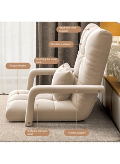 GGEROU Folding Floor Chair,Lazy Sofa,Folding single-back sofa cushion,Multi Angle Adjustment Padded Sleeper Bed,Removable Washable Sofa with Pillow and Cushions(Khaki,64 * 55 * 56cm)  - Image 5