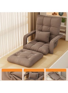 GGEROU Folding Floor Chair,Lazy Sofa,Folding single-back sofa cushion,Multi Angle Adjustment Padded Sleeper Bed,Removable Washable Sofa with Pillow and Cushions(Khaki,64 * 55 * 56cm)  - Image 4