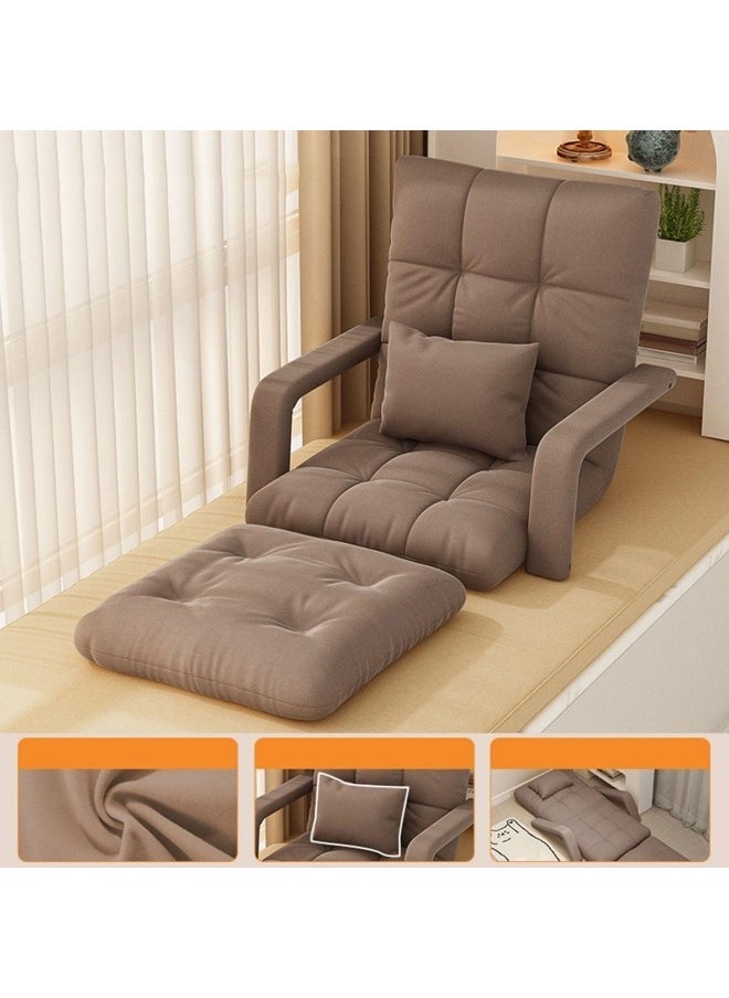 GGEROU - Folding Floor Chair,Lazy Sofa,Folding single-back sofa cushion,Multi Angle Adjustment Padded Sleeper Bed,Removable Washable Sofa with Pillow and Cushions(Khaki,64 * 55 * 56cm) - Image 1